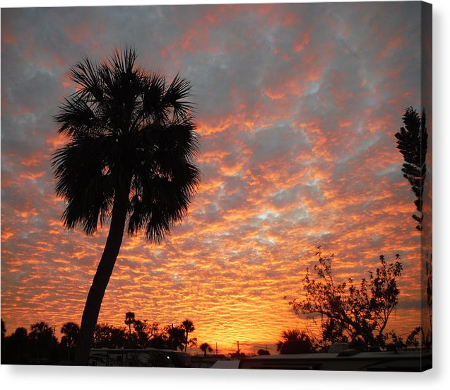 Billowy Orange Sunset - Canvas Print