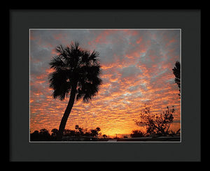 Billowy Orange Sunset - Framed Print