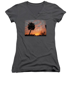 Billowy Orange Sunset - Women's V-Neck T-Shirt