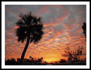 Billowy Orange Sunset - Framed Print