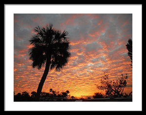 Billowy Orange Sunset - Framed Print