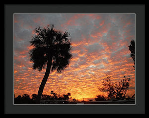 Billowy Orange Sunset - Framed Print