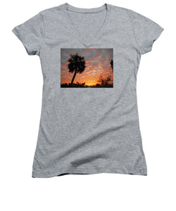 Billowy Orange Sunset - Women's V-Neck T-Shirt