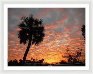 Billowy Orange Sunset - Framed Print