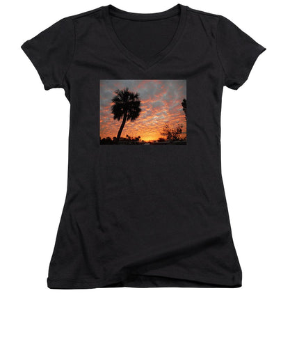 Billowy Orange Sunset - Women's V-Neck T-Shirt