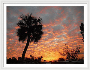 Billowy Orange Sunset - Framed Print