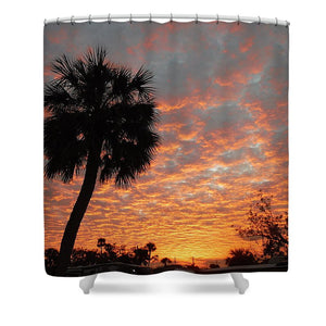 Billowy Orange Sunset - Shower Curtain