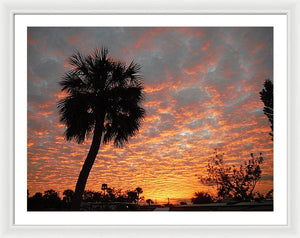 Billowy Orange Sunset - Framed Print