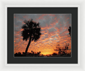 Billowy Orange Sunset - Framed Print