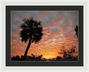 Billowy Orange Sunset - Framed Print