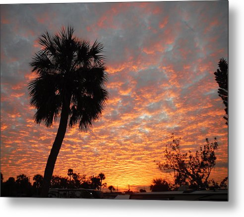 Billowy Orange Sunset - Metal Print