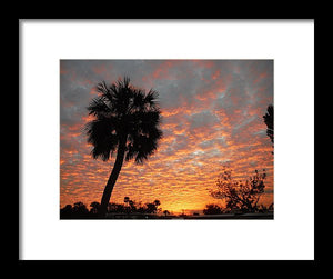 Billowy Orange Sunset - Framed Print