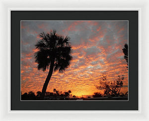 Billowy Orange Sunset - Framed Print