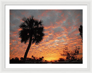 Billowy Orange Sunset - Framed Print