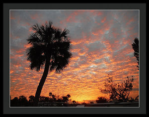 Billowy Orange Sunset - Framed Print