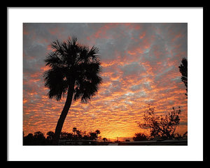 Billowy Orange Sunset - Framed Print