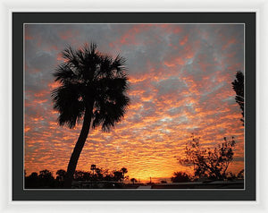 Billowy Orange Sunset - Framed Print