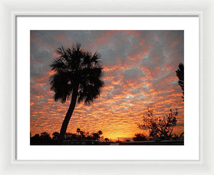 Billowy Orange Sunset - Framed Print