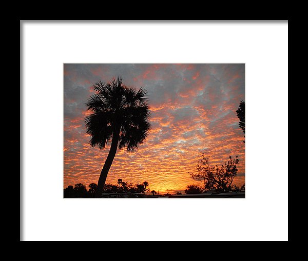 Billowy Orange Sunset - Framed Print