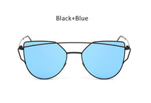 TSHING Women Fashion Twin-Beams Rose Gold Cat Eye Sunglasses Ladies Clear Mirror Cateye Sun Glasses For Female Optical Frame