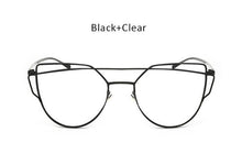TSHING Women Fashion Twin-Beams Rose Gold Cat Eye Sunglasses Ladies Clear Mirror Cateye Sun Glasses For Female Optical Frame