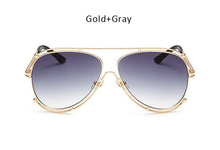 TSHING Brand Designer Pilot Sunglasses Fashion Women Flat Top Metal Frame Mirror Sun Glasses For Female Optical Frame