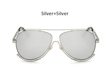 TSHING Brand Designer Pilot Sunglasses Fashion Women Flat Top Metal Frame Mirror Sun Glasses For Female Optical Frame