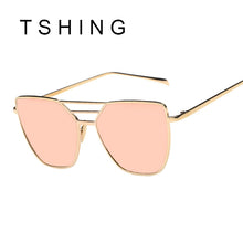 TSHING Fashion Flat Top Sunglasses For Women Fashion Mirror Cat Eye Sun Glasses Ladies Female UV400