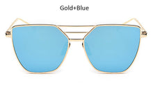 TSHING Fashion Flat Top Sunglasses For Women Fashion Mirror Cat Eye Sun Glasses Ladies Female UV400