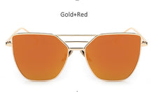 TSHING Fashion Flat Top Sunglasses For Women Fashion Mirror Cat Eye Sun Glasses Ladies Female UV400