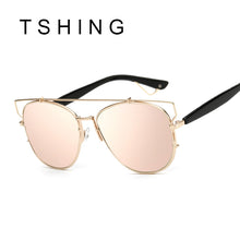 TSHING Fashion Women Flat Top Sunglasses Woman Brand Designer Mirror Sun Glasses F Ladies Celebrity UV400
